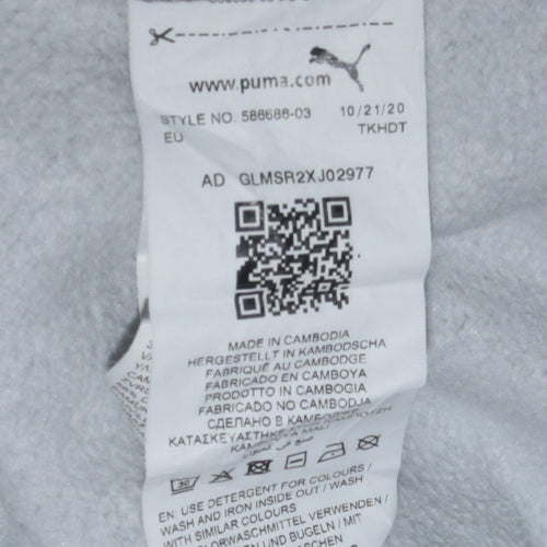Puma Men's Grey Pullover Hoodie L Graphic Logo Fleece Sweatshirt