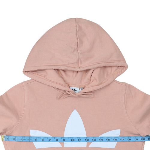 Adidas Womens Pink Hoodie Size 10 Pullover Trefoil Logo Cotton