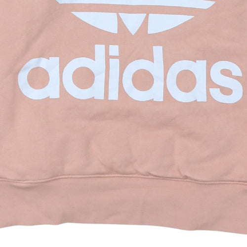 Adidas Womens Pink Hoodie Size 10 Pullover Trefoil Logo Cotton