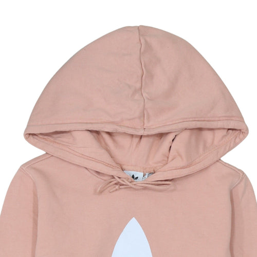 Adidas Womens Pink Hoodie Size 10 Pullover Trefoil Logo Cotton