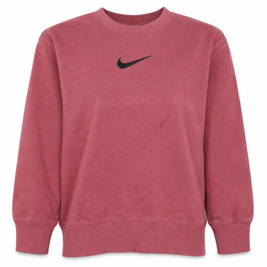 Front view of Nike women’s pink crew neck pullover sweatshirt small cotton blend