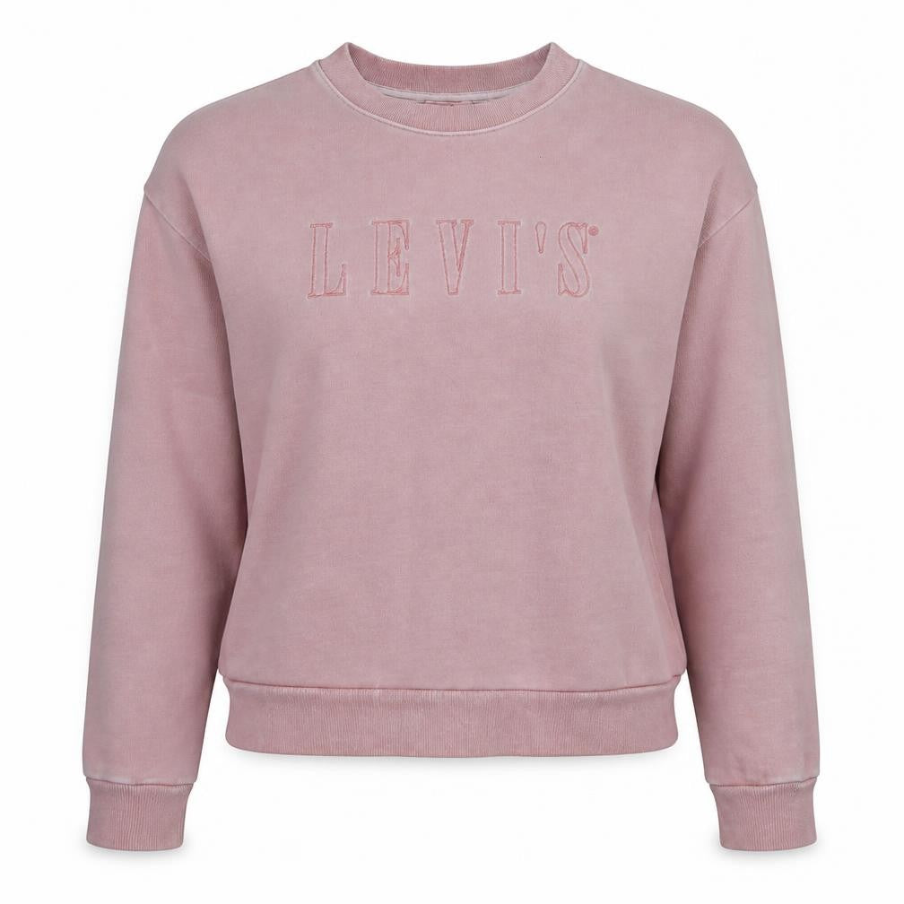 Front view of Levi's Women's Pink Crew Neck Pullover Sweatshirt Medium