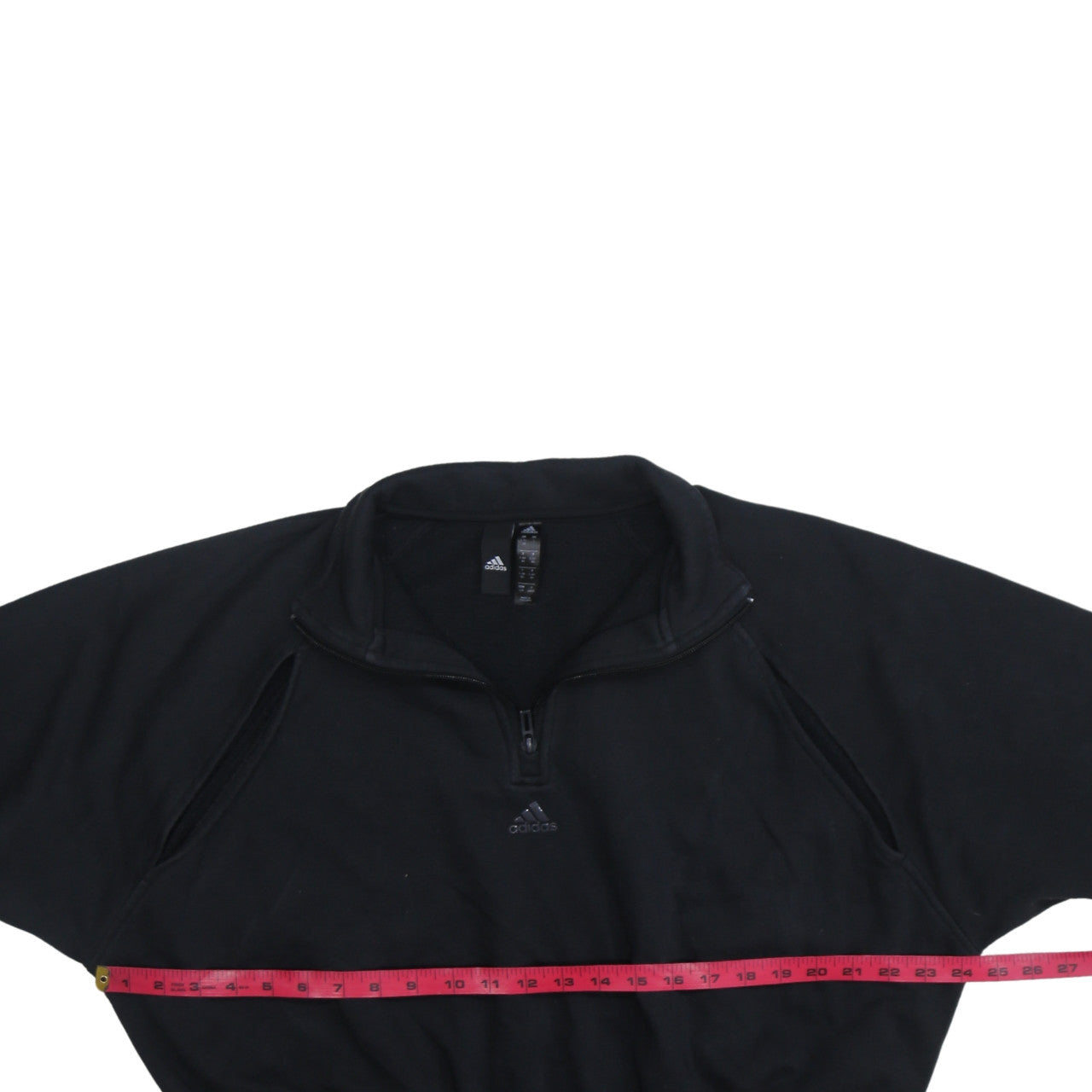 Adidas Women Black 1/4 Zip Pullover Sweatshirt UK 16-18 Activewear