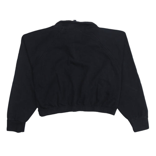 Adidas Women Black 1/4 Zip Pullover Sweatshirt UK 16-18 Activewear