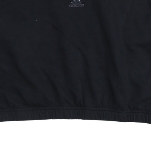 Adidas Women Black 1/4 Zip Pullover Sweatshirt UK 16-18 Activewear
