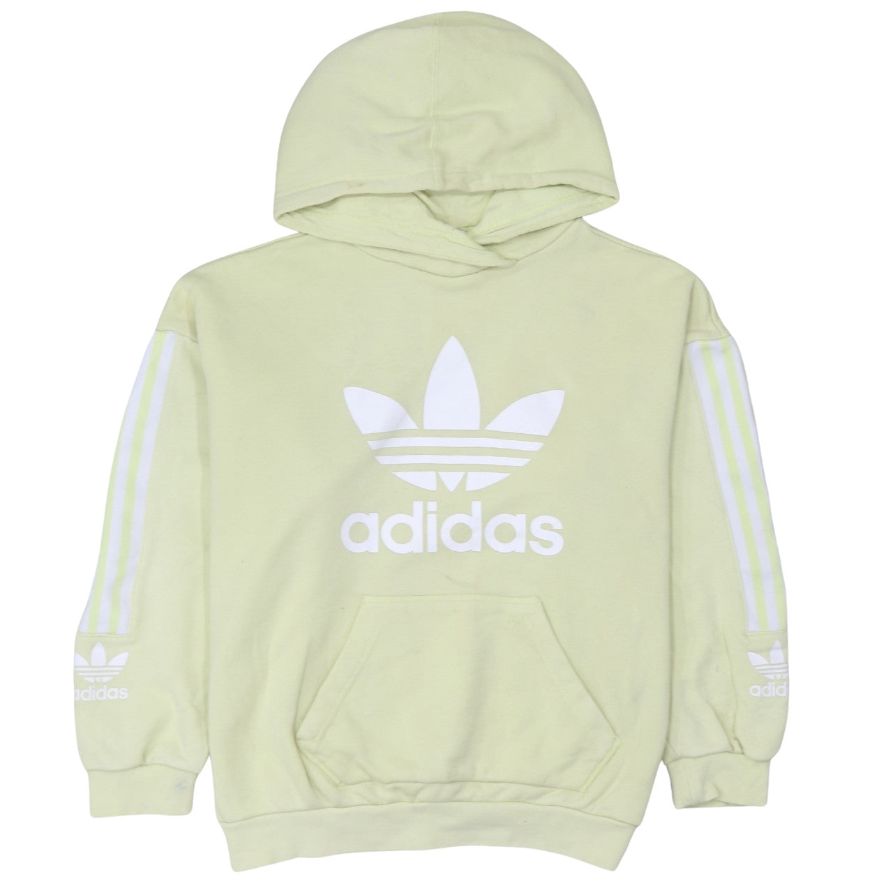 Adidas Womens Yellow Hooded Pullover Sweatshirt Size 10 Regular
