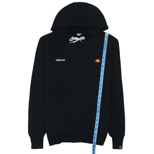 Ellesse Men's Black Pullover Hoodie S Embroidered Logo Fleece