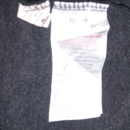 Ellesse Men's Black Pullover Hoodie S Embroidered Logo Fleece