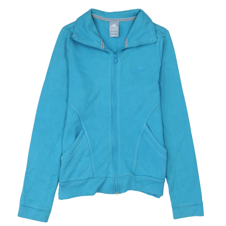 Adidas Women Blue Size 12 Track Jacket Full Zip Cotton Essentials