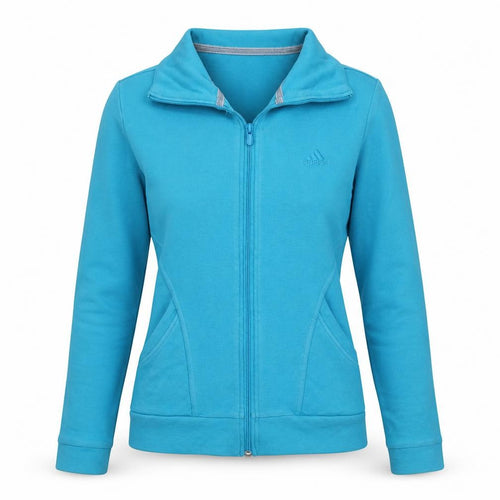 Adidas Women Blue Size 12 Track Jacket Full Zip Cotton Essentials