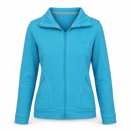Adidas Women Blue Size 12 Track Jacket Full Zip Cotton Essentials