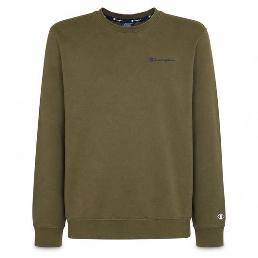 Front view of Champion Men's Green Medium Pullover Sweatshirt Crew Neck Logo