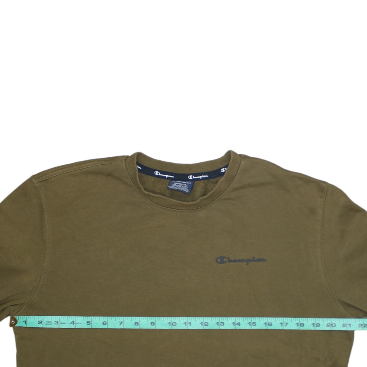 Champion Men's Green Medium Pullover Sweatshirt Crew Neck Logo