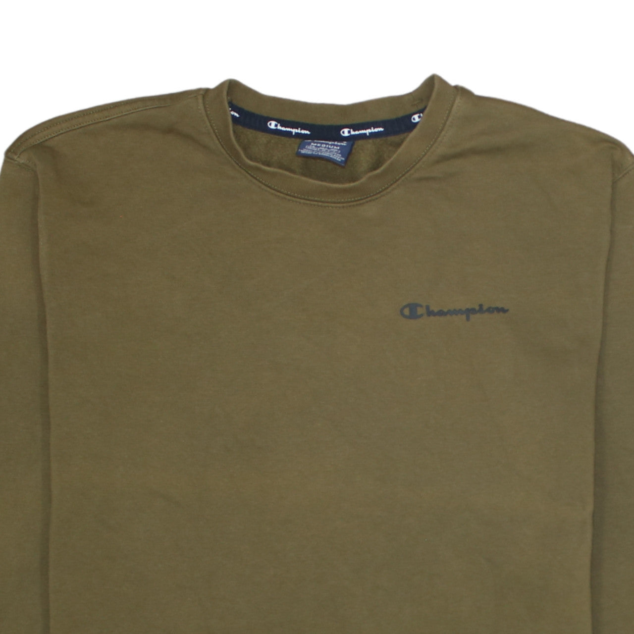Champion Men's Green Medium Pullover Sweatshirt Crew Neck Logo