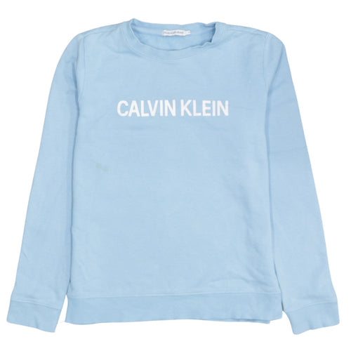 Calvin Klein Jeans Mens Blue Crew Neck Cotton Sweatshirt Size 14