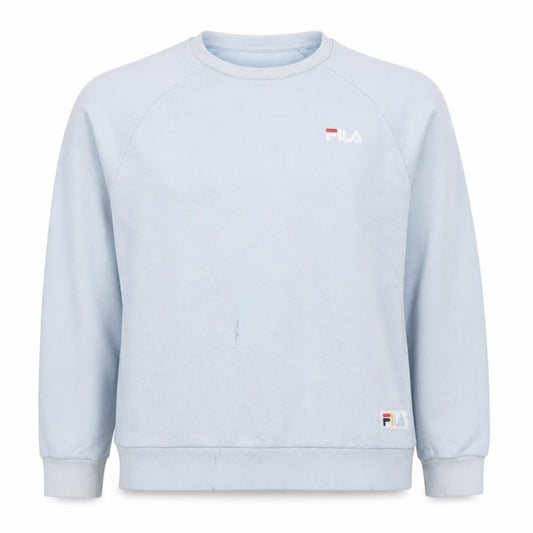 Front view of Fila Women Light Blue Crew Neck Sweatshirt, size L, Cotton Blend Logo