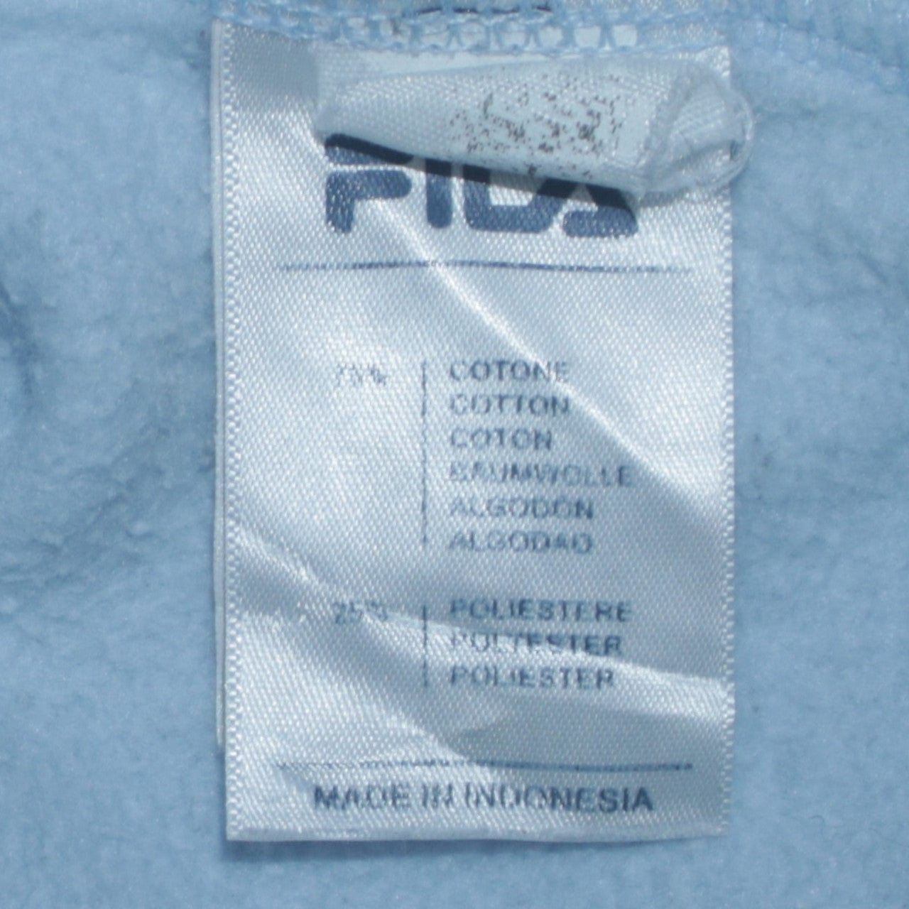 FILA Women Light Blue Crew Neck Sweatshirt Size L Cotton Blend Logo