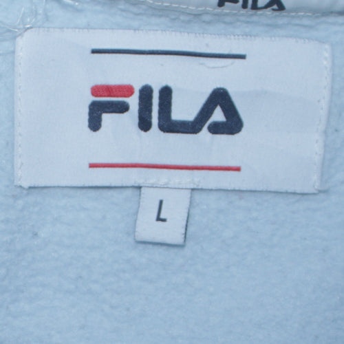 FILA Women Light Blue Crew Neck Sweatshirt Size L Cotton Blend Logo