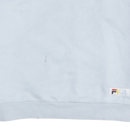FILA Women Light Blue Crew Neck Sweatshirt Size L Cotton Blend Logo