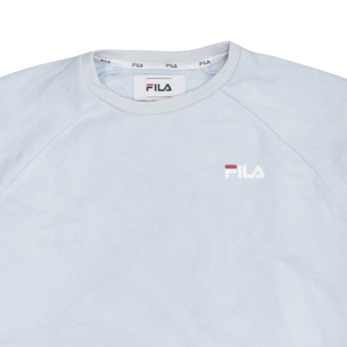FILA Women Light Blue Crew Neck Sweatshirt Size L Cotton Blend Logo