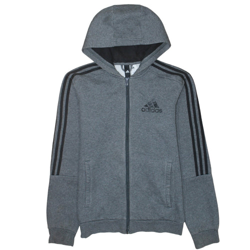 Adidas Men’s Grey Full Zip Hoodie Small Hooded Sweatshirt