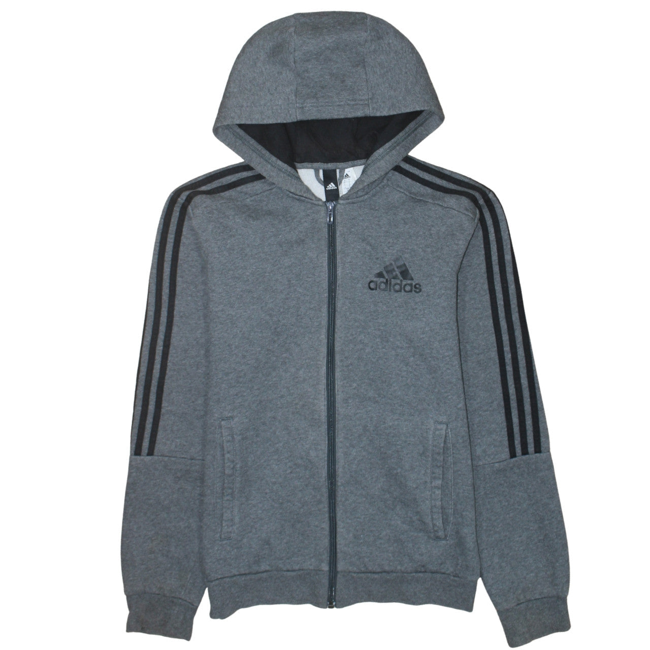 Adidas Men’s Grey Full Zip Hoodie Small Hooded Sweatshirt