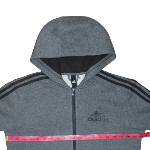 Adidas Men’s Grey Full Zip Hoodie Small Hooded Sweatshirt