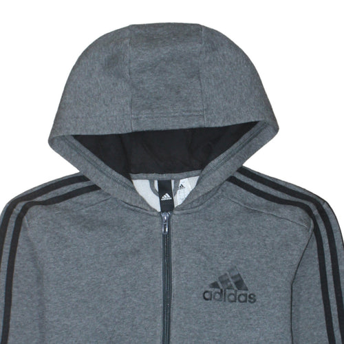 Adidas Men’s Grey Full Zip Hoodie Small Hooded Sweatshirt