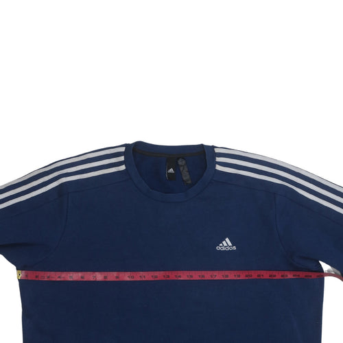 Adidas Men's Blue XL Crew Neck Fleece Sweatshirt Pullover