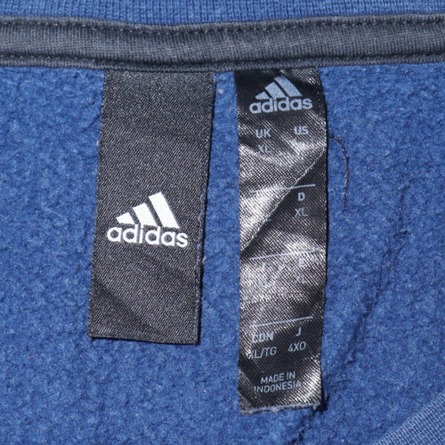 Adidas Men's Blue XL Crew Neck Fleece Sweatshirt Pullover