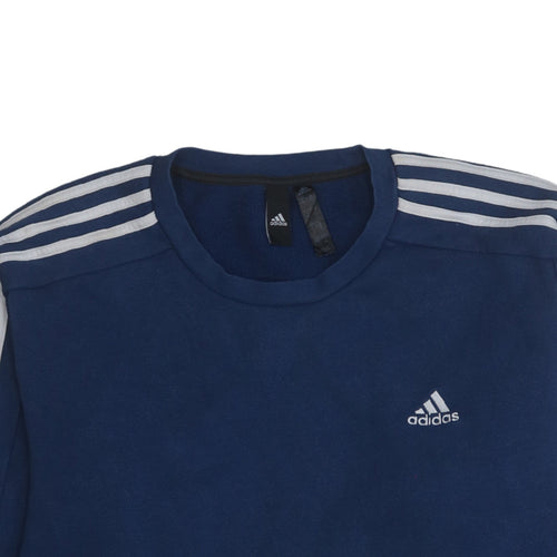 Adidas Men's Blue XL Crew Neck Fleece Sweatshirt Pullover