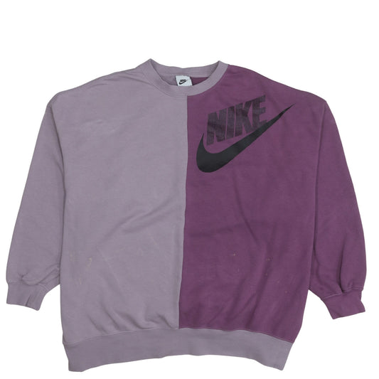 Nike Womens Purple Two Tone Crew Neck Pullover Sweatshirt Size S