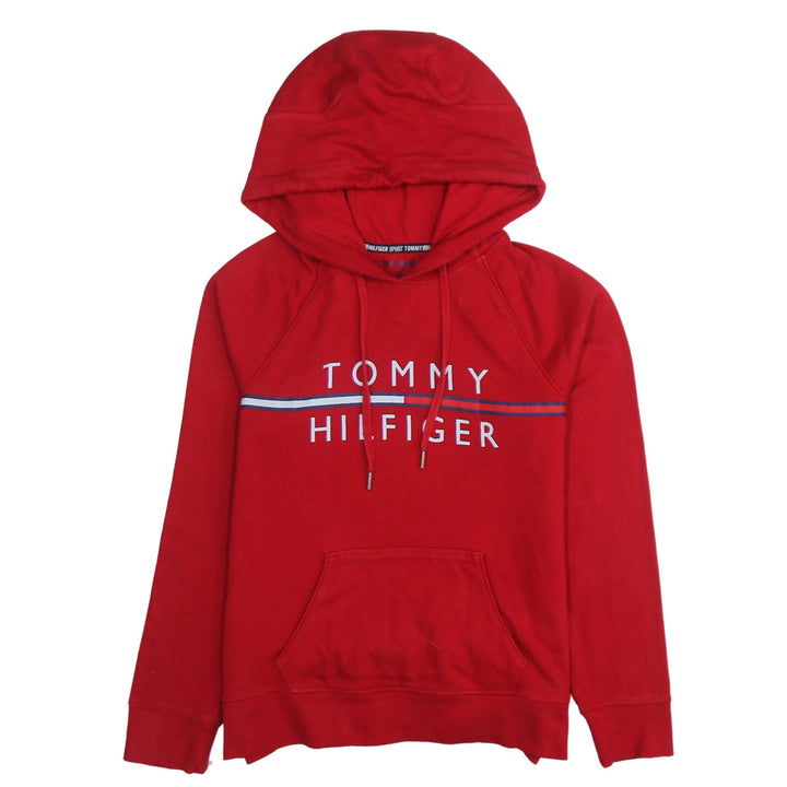 Tommy Hilfiger Women Red Pullover Hoodie Medium Cotton Blend