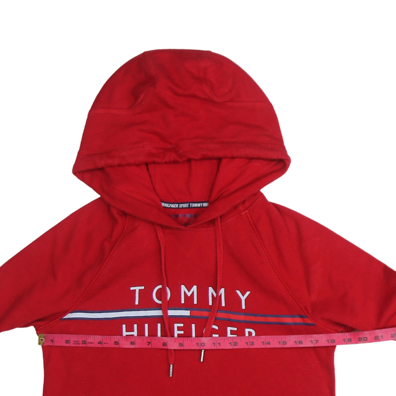 Tommy Hilfiger Women Red Pullover Hoodie Medium Cotton Blend