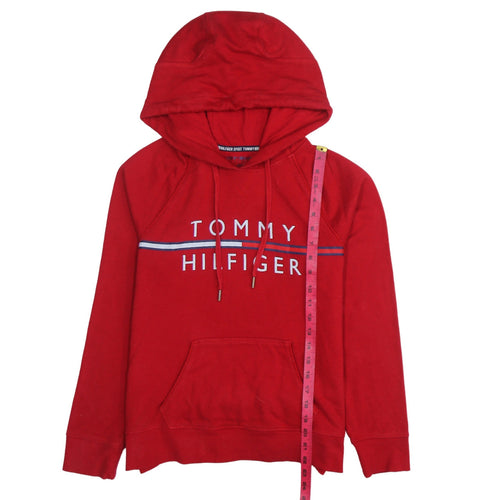 Tommy Hilfiger Women Red Pullover Hoodie Medium Cotton Blend