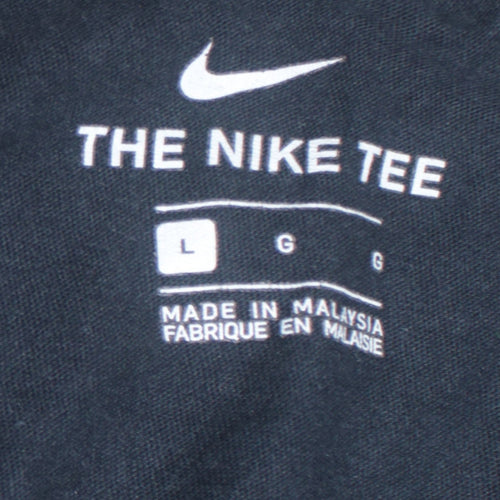 Nike Men's Black L Crew Neck Cotton Logo Classic T-Shirt