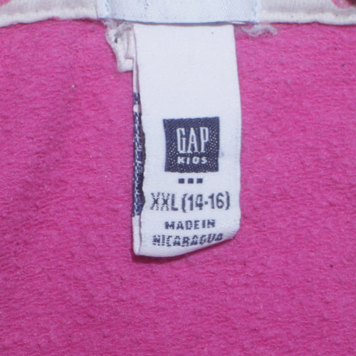 GAP Girls Pink Pullover Hoodie Size 14-16 Years Logo Lined Fleece