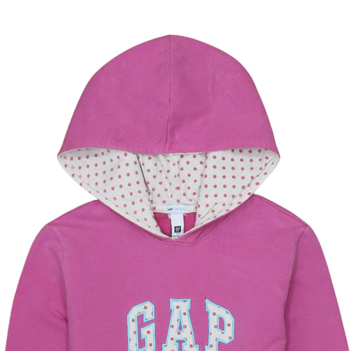 GAP Girls Pink Pullover Hoodie Size 14-16 Years Logo Lined Fleece