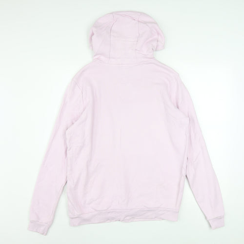 Reebok Womens Pink Pullover Hoodie Medium Cotton Logo Sweatshirt