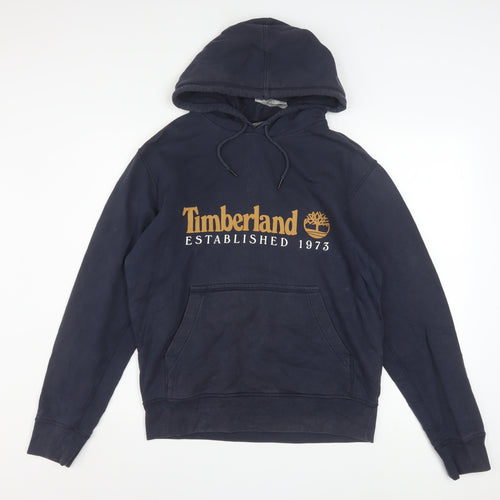 Timberland Men's Blue Logo Pullover Hoodie Size M Regular Fit