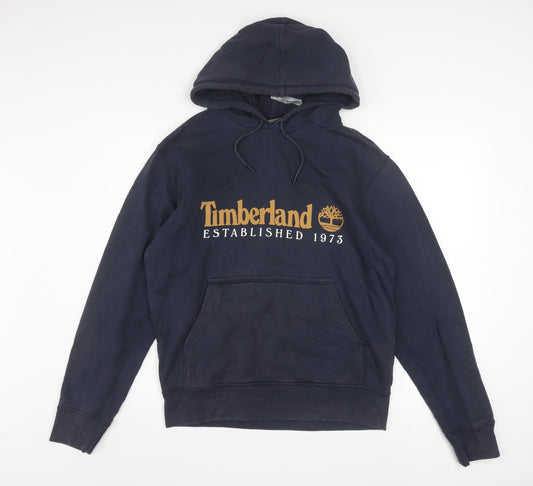 Timberland Men's Blue Logo Pullover Hoodie Size M Regular Fit