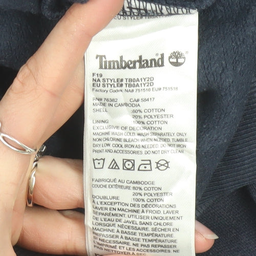 Timberland Men's Blue Logo Pullover Hoodie Size M Regular Fit