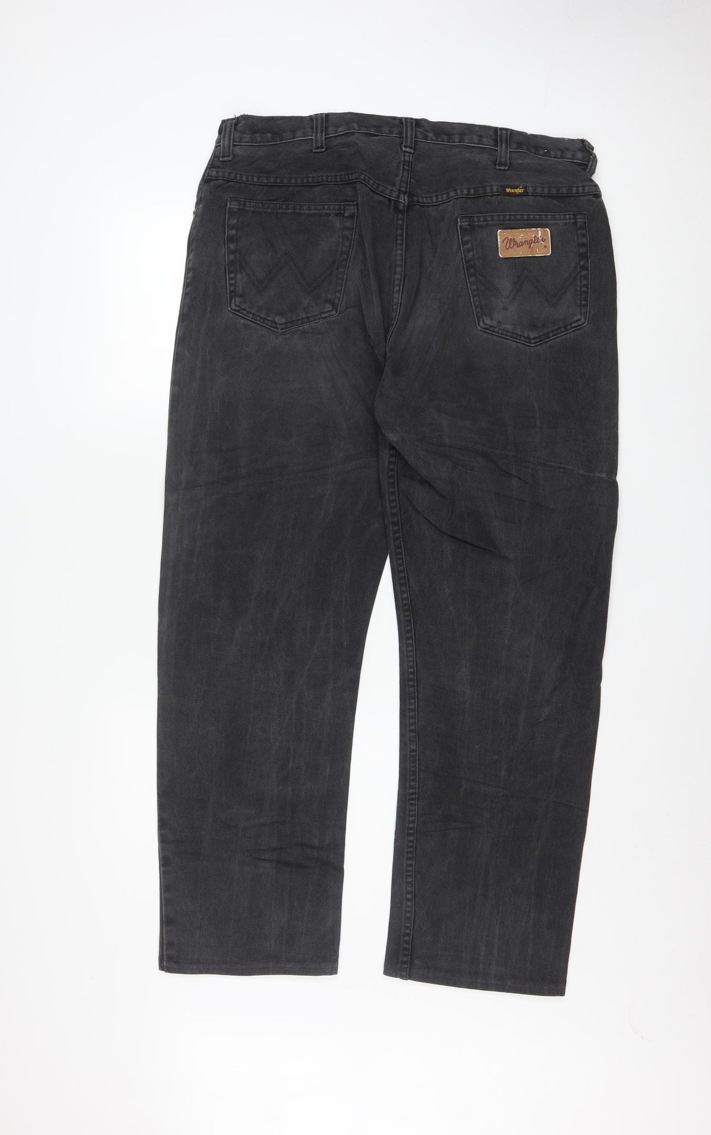 Wrangler Men's Black Straight Jeans 36W x 32L 100% Cotton Denim