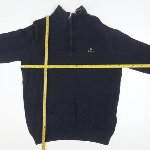 GANT Men's Blue Cotton 1/2 Zip High Neck Jumper XL