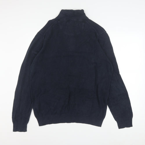 GANT Men's Blue Cotton 1/2 Zip High Neck Jumper XL