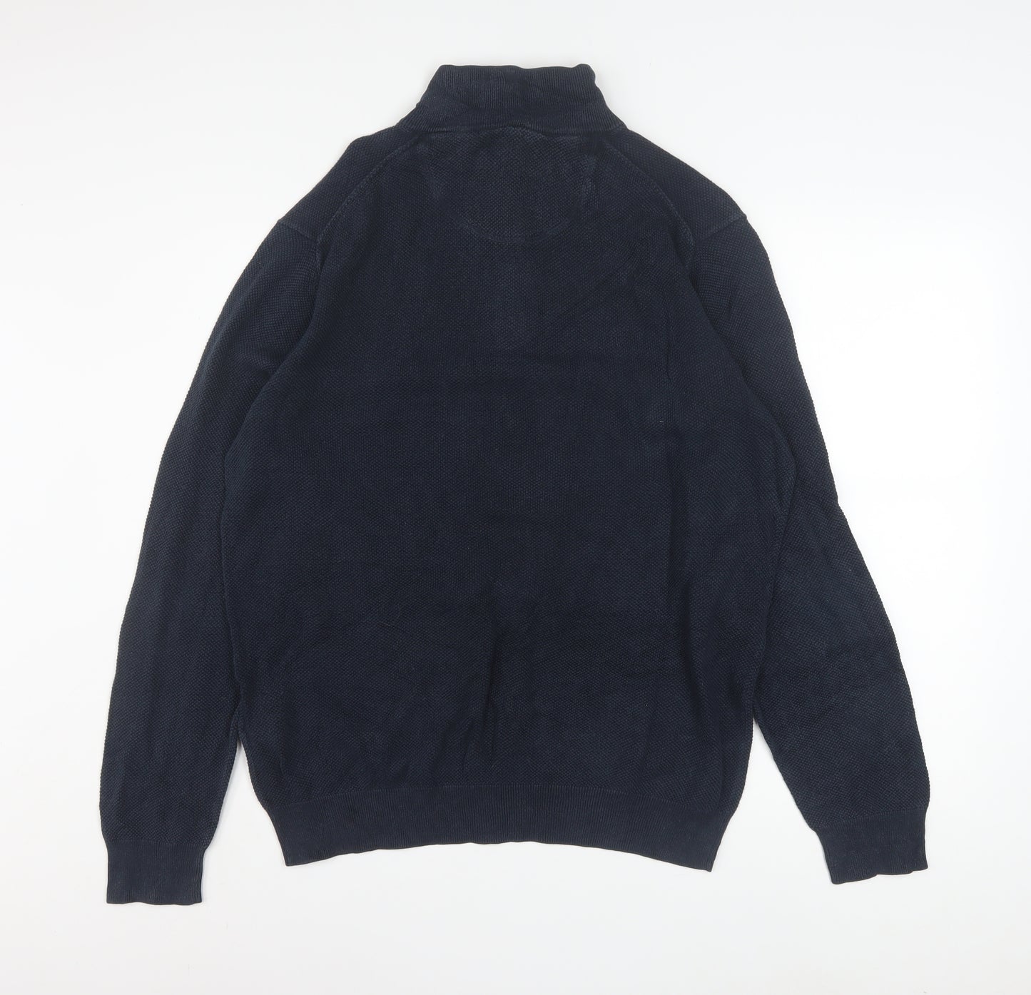 GANT Men's Blue Cotton 1/2 Zip High Neck Jumper XL
