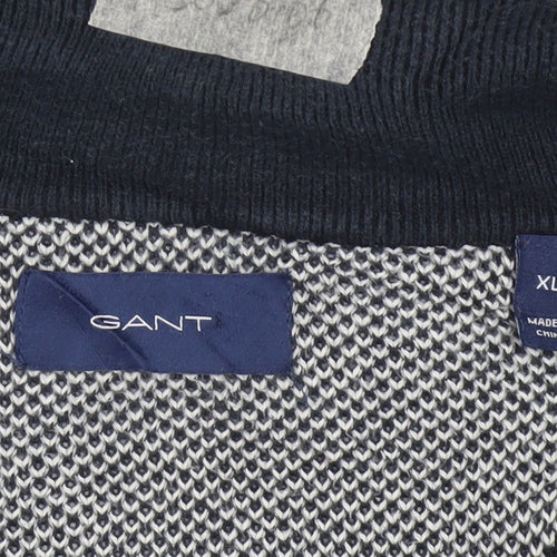 GANT Men's Blue Cotton 1/2 Zip High Neck Jumper XL