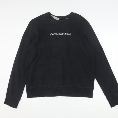 Calvin Klein Jeans Men's Black Logo Crew Neck Sweatshirt Size L