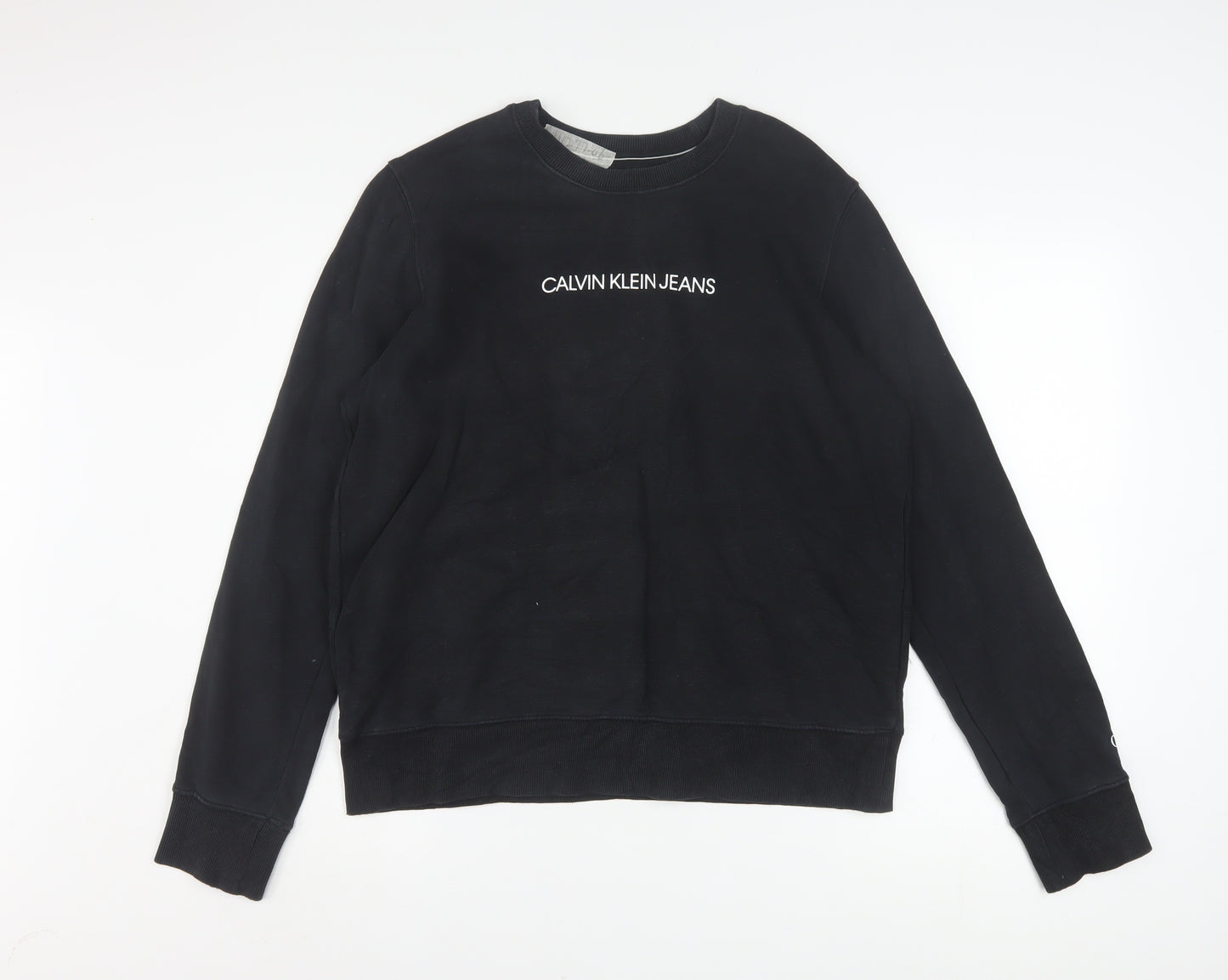 Calvin Klein Jeans Men's Black Logo Crew Neck Sweatshirt Size L