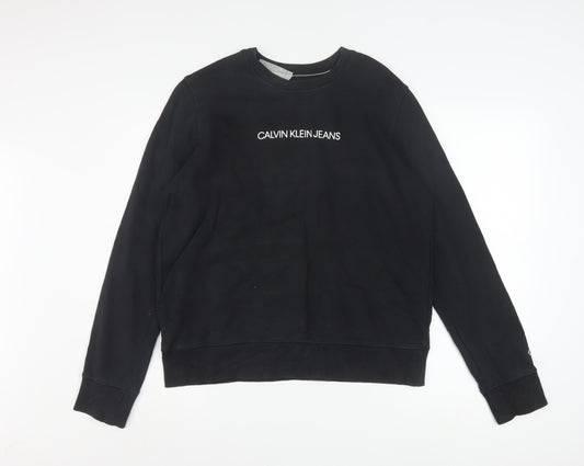 Calvin Klein Jeans Men's Black Logo Crew Neck Sweatshirt Size L